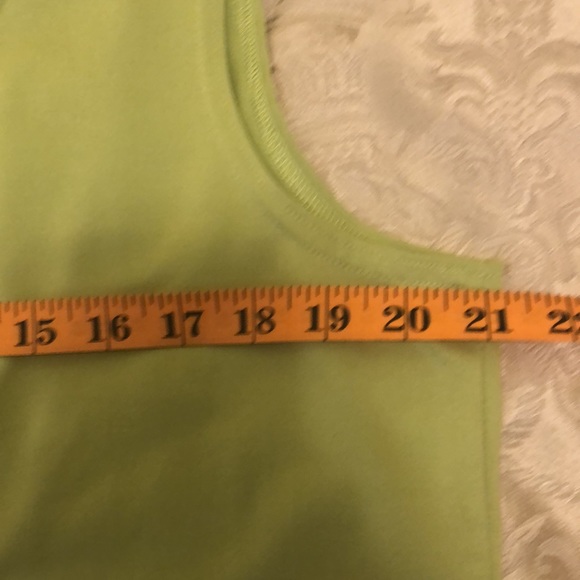 SCRIPT TANK TOP - SIZE L PETITE - LIME GREEN 10% SPANDEX STRETCHY COOL - #187 - Picture 6 of 9